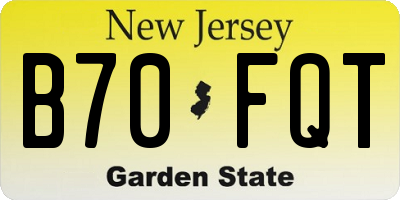 NJ license plate B70FQT