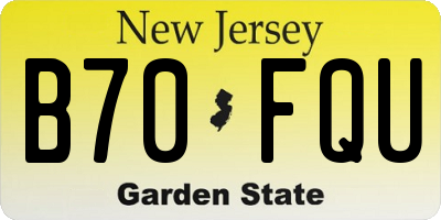 NJ license plate B70FQU