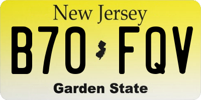 NJ license plate B70FQV