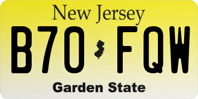 NJ license plate B70FQW