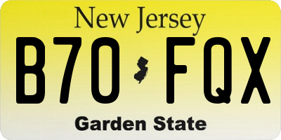 NJ license plate B70FQX