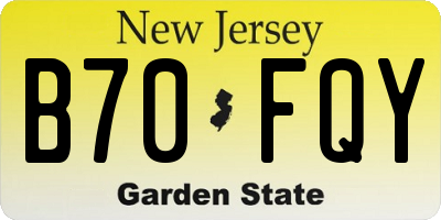 NJ license plate B70FQY
