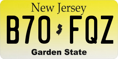 NJ license plate B70FQZ