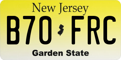 NJ license plate B70FRC