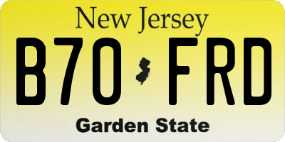 NJ license plate B70FRD
