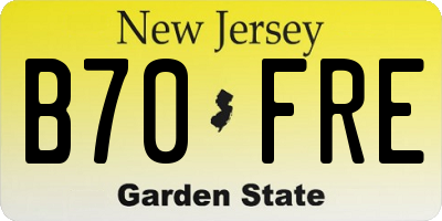 NJ license plate B70FRE