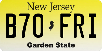 NJ license plate B70FRI
