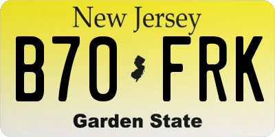 NJ license plate B70FRK
