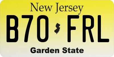NJ license plate B70FRL