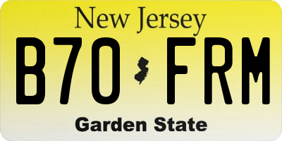 NJ license plate B70FRM