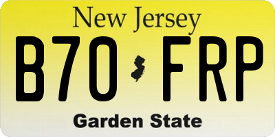 NJ license plate B70FRP
