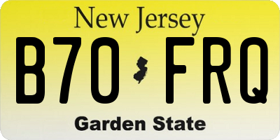 NJ license plate B70FRQ
