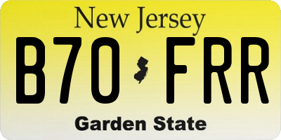 NJ license plate B70FRR