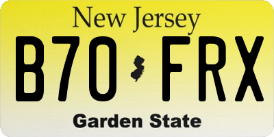 NJ license plate B70FRX