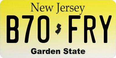 NJ license plate B70FRY