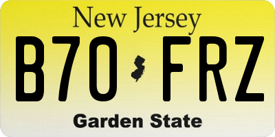NJ license plate B70FRZ