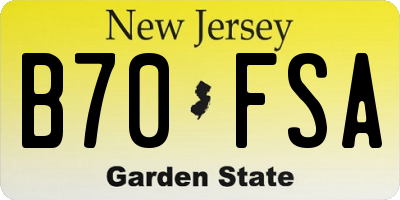 NJ license plate B70FSA