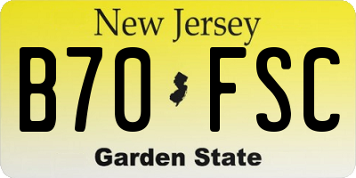NJ license plate B70FSC