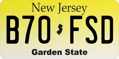 NJ license plate B70FSD
