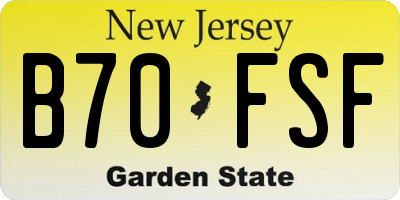 NJ license plate B70FSF