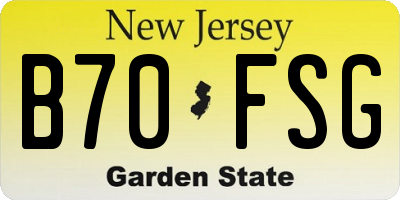NJ license plate B70FSG