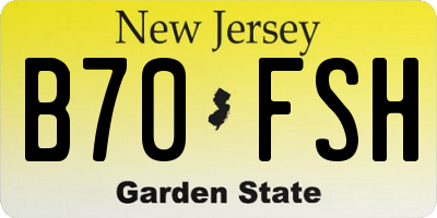 NJ license plate B70FSH