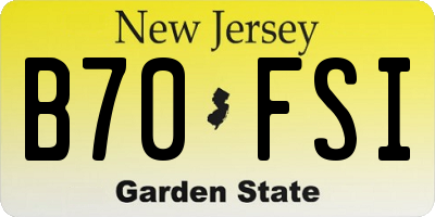 NJ license plate B70FSI