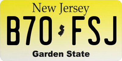 NJ license plate B70FSJ