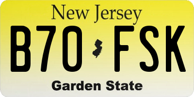 NJ license plate B70FSK