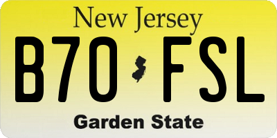 NJ license plate B70FSL
