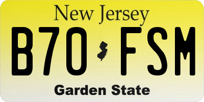 NJ license plate B70FSM