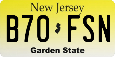 NJ license plate B70FSN