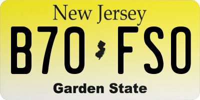 NJ license plate B70FSO