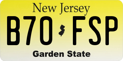 NJ license plate B70FSP