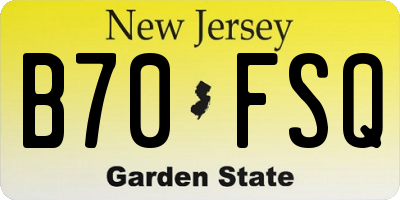 NJ license plate B70FSQ