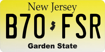 NJ license plate B70FSR