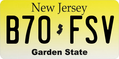 NJ license plate B70FSV