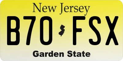 NJ license plate B70FSX