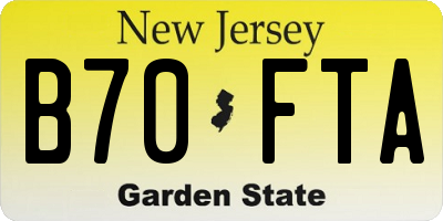 NJ license plate B70FTA