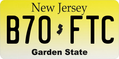NJ license plate B70FTC