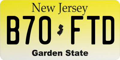 NJ license plate B70FTD