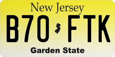 NJ license plate B70FTK