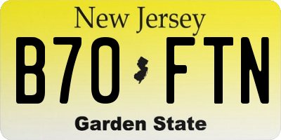 NJ license plate B70FTN