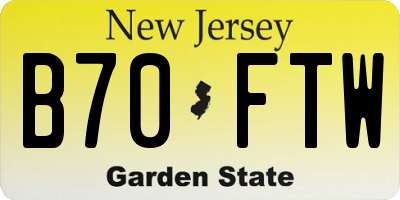 NJ license plate B70FTW