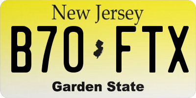 NJ license plate B70FTX