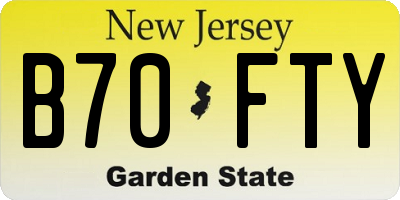 NJ license plate B70FTY