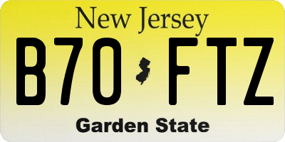 NJ license plate B70FTZ