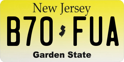 NJ license plate B70FUA
