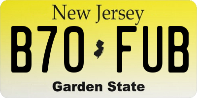 NJ license plate B70FUB