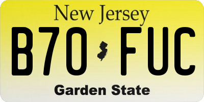 NJ license plate B70FUC